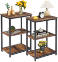 VECELO Tall End Side Table,30" Height Nightstand with 3-Tier Storage Shelf for Living Room Bedroom Office Hallway Study