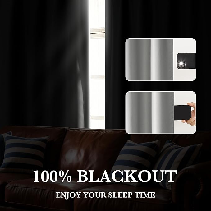 RYB HOME 100% Blackout Bathroom Curtains Over Sink 24 inches Long, Heat & UV - Image 5