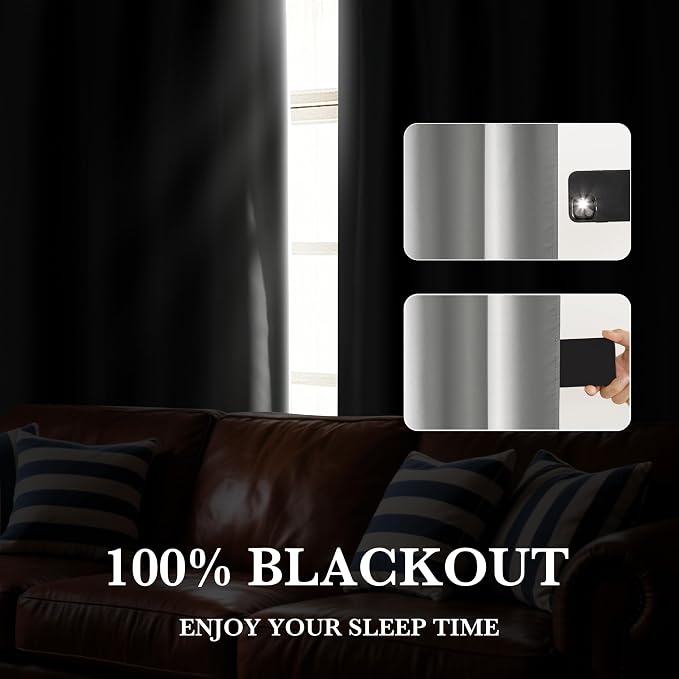 RYB HOME Bedroom Blackout Curtains 84 inches Long, 100% Blackout Thermal - Image 4