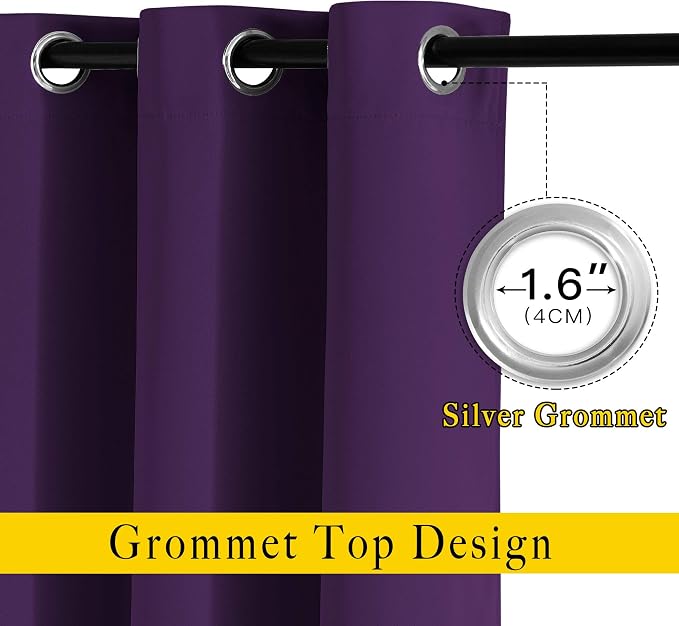 NICETOWN Royal Purple Room Darkening Curtain Panels - Image 2