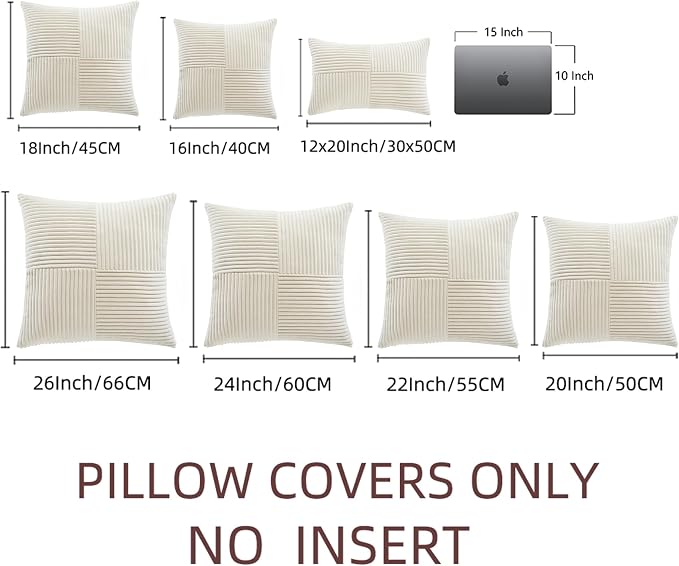 Fancy Homi 2 Packs Cream Decorative Throw Pillow Covers 20x20 Inch - Image 7
