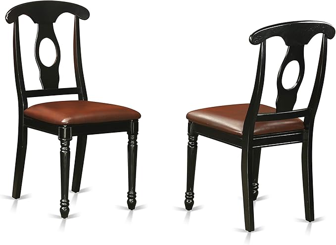 East West Furniture LGKE7-BCH-LC 7 Piece Dining Room Table Set Consist of a Rectangle Kitchen Table with Butterfly Leaf and 6 Faux Leather Upholstered Chairs, 42x84 Inch, Black & Cherry