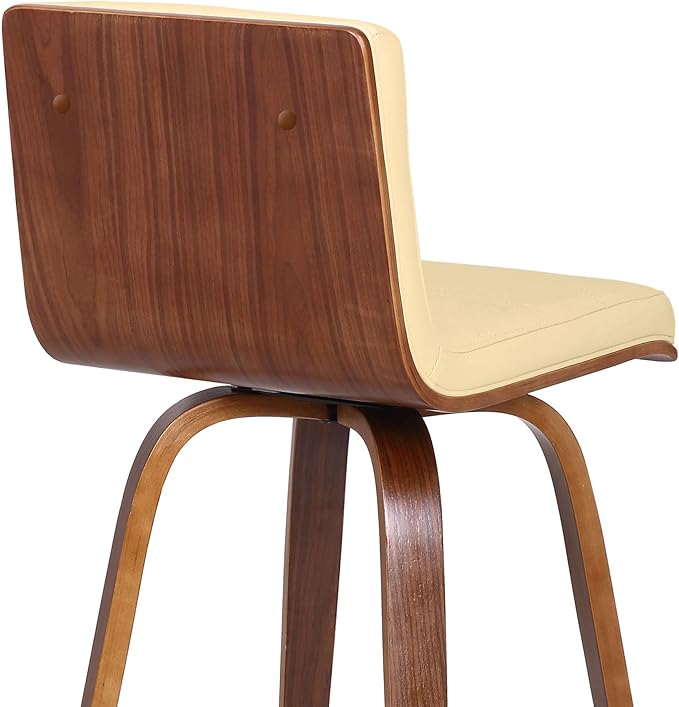 Vienna 30" Swivel Bar Stool in Walnut Wood Finish with Cream Faux Leather - Set of 3