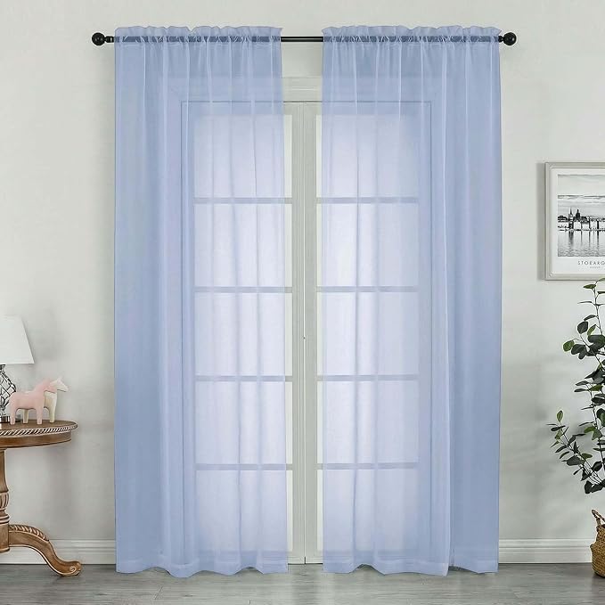 OWENIE Sheer Curtains 78 Inches Long 2 Panels Set by OWENIE