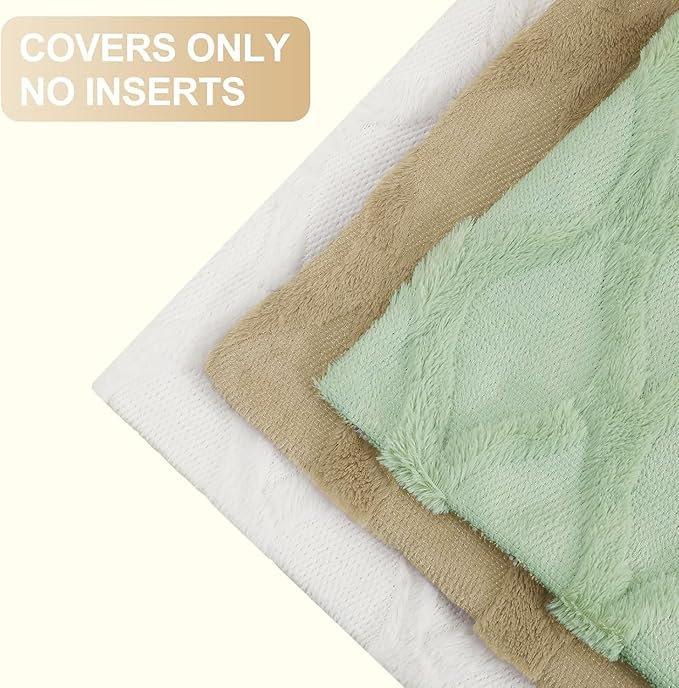decorUhome Throw Pillow Covers 26x26 Inch Set of 2, Soft Plush Faux Fur Wool Sage Green Couch Pillow Covers, Decorative Neutral Pillow Cases for Bed Sofa Living Room Home Decor