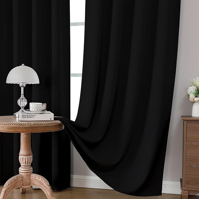 CUCRAF Black Blackout Curtains 63 inch Length 2 Panels Set, Rod Pocket Room - Image 5