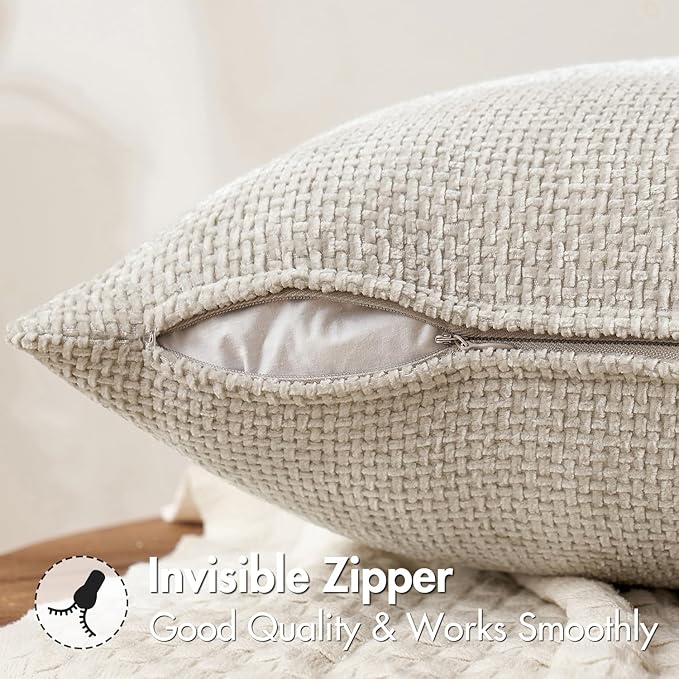 MIULEE Pack of 2 Couch Throw Pillow Covers 18x18 Inch Neutral Beige Modern Boho - Image 5
