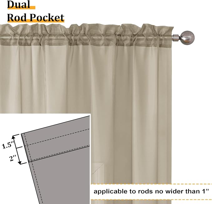 Aiyufeng Taupe Sheer Curtains 72 Inches Long 2 Panels Set, Semi Transparent - Image 4