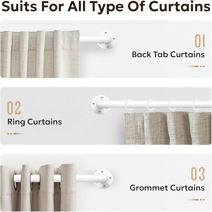 Zeerobee Curtain Rods for Windows 66 to 120, 1 Inch Industrial Wrap Around - Image 8