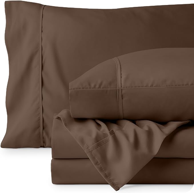 Bare Home Full Sheet Set - Luxury 1800 Ultra-Soft Microfiber Full Bed Sheets - Double Brushed - Deep Pockets - Easy Fit - 4 Piece Set - Bedding Sheets & Pillowcases (Full, Cocoa)