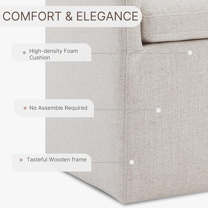 Upholstered Dining Chairs with Casters No Assembly Modern Accent Armchair with Rollers for Diningroom Bedroom Livingroom Reading Room,Linen,2 Boxs