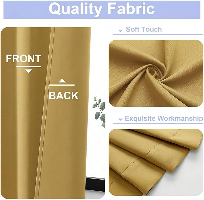 Simplebrand Bright Gold Blackout Curtains - Image 3