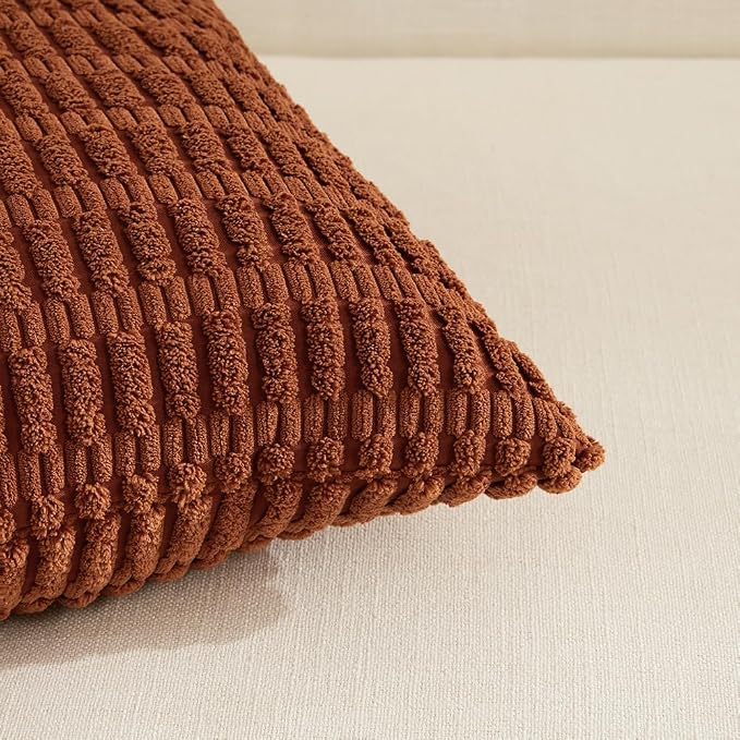 Fancy Homi 4 Packs Rust Decorative Throw Pillow Covers 26x26 Inch - Image 4