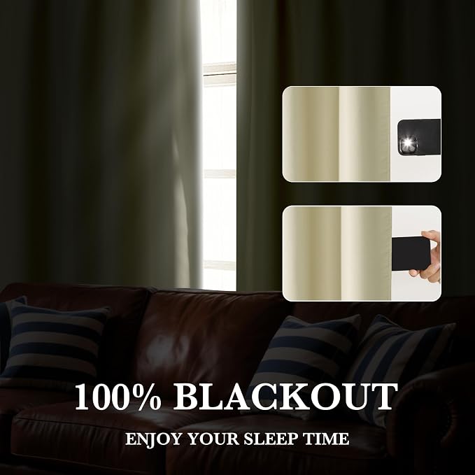 RYB HOME 100% Blackout Bathroom Curtains Over Sink 24 inches Long, Heat & UV - Image 5