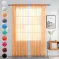 youleyar Solid Sheer Rod Pocket Curtain Voile Draperies 2 Panels Beige Semi by Youleyar