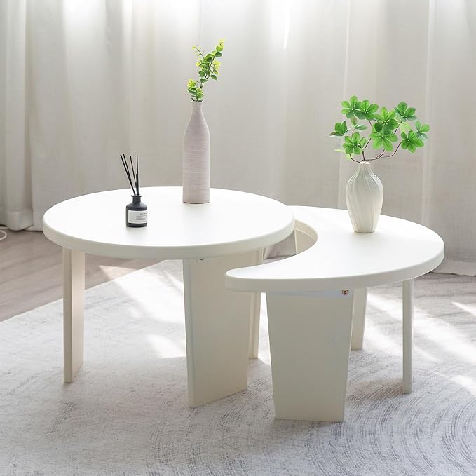 Coffee Table Set of 2, Modern Nesting Tables for Living Room, Accent Table