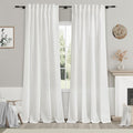 Nanspring Off White Linen Blend Semi Sheer Curtains 86 Inches Long 2 Panel Set by Nanspring