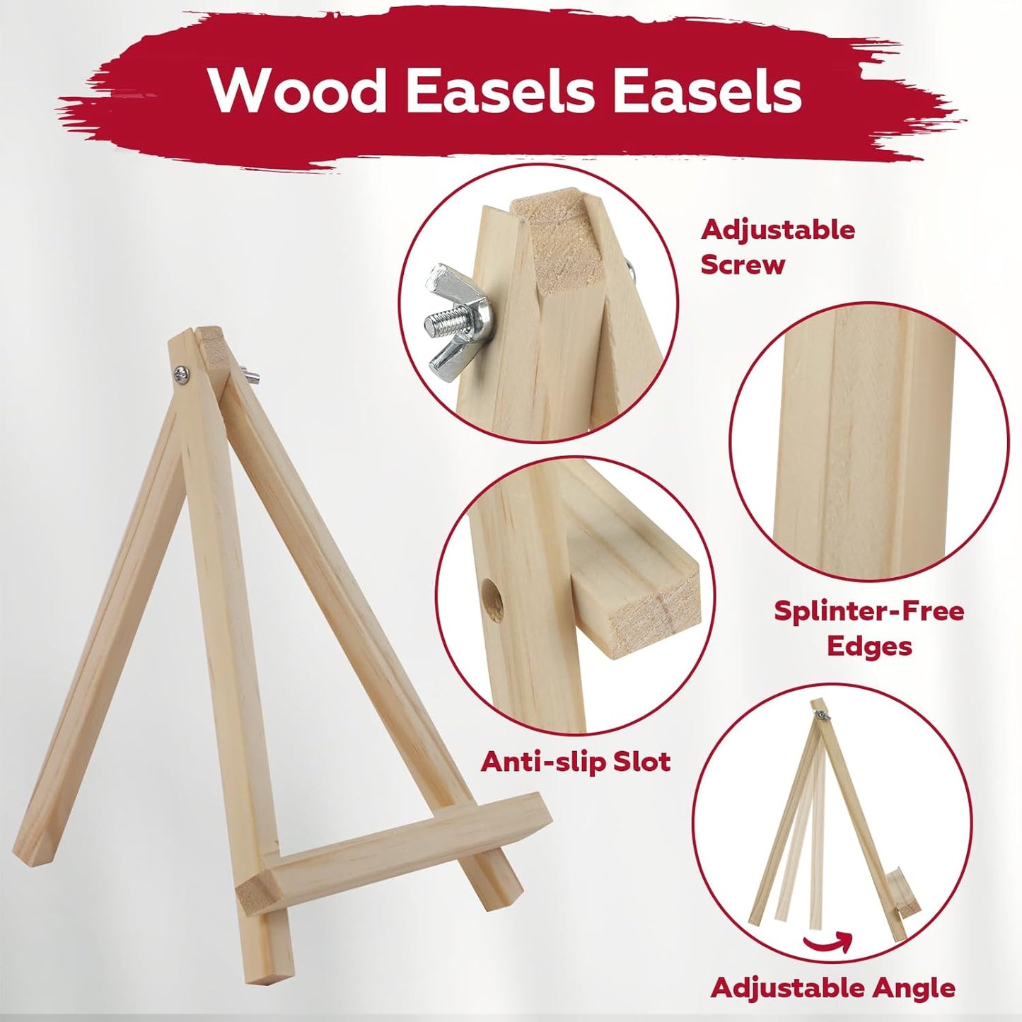 10 Pack 9 Inch Wooden Easel Stand, Portable A-Frame Tabletop Display Easel for Painting, Canvas, Signs,Photos, Art Easel for Kids, Students, Beginners（Need Assemble）