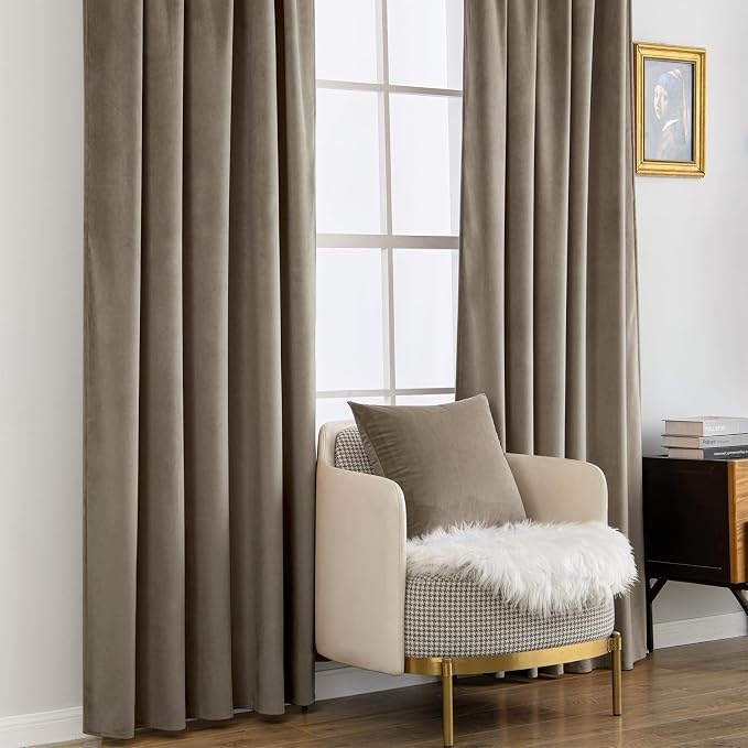 MIULEE Taupe Velvet Curtains 84 inches - Image 7