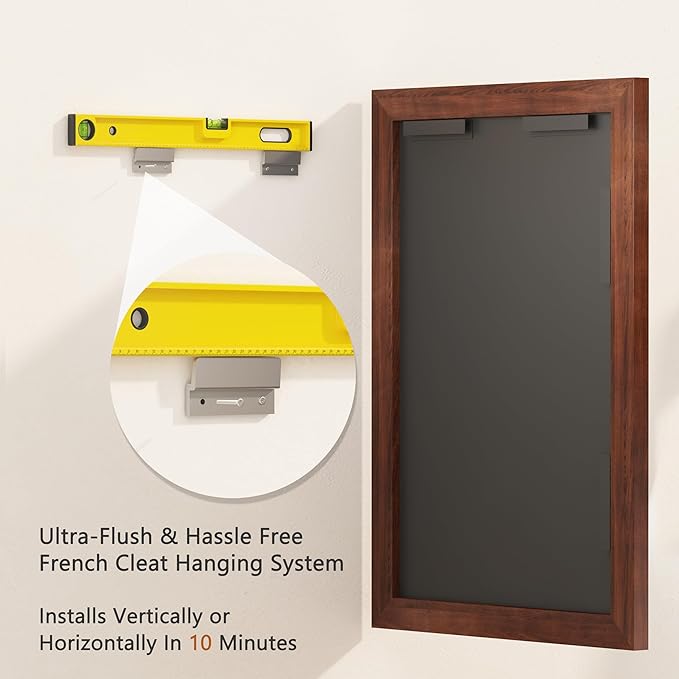 VocalStar Rustic Wood Framed Mirror 22 x 30 Inch, Natural Dark Brown Wooden Rectangle Bathroom Vanity Wall Mirror for Farmhouse Boho Decor, 1/4-inch Shatterproof Glass | Waterproof