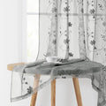 HOMEIDEAS Grey Sheer Curtains 63 Inches Long 2 Panels Embroidered Floral by HOMEIDEAS