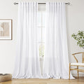 Nanspring Snow White Linen Curtains 96 Inches Long by Nanspring