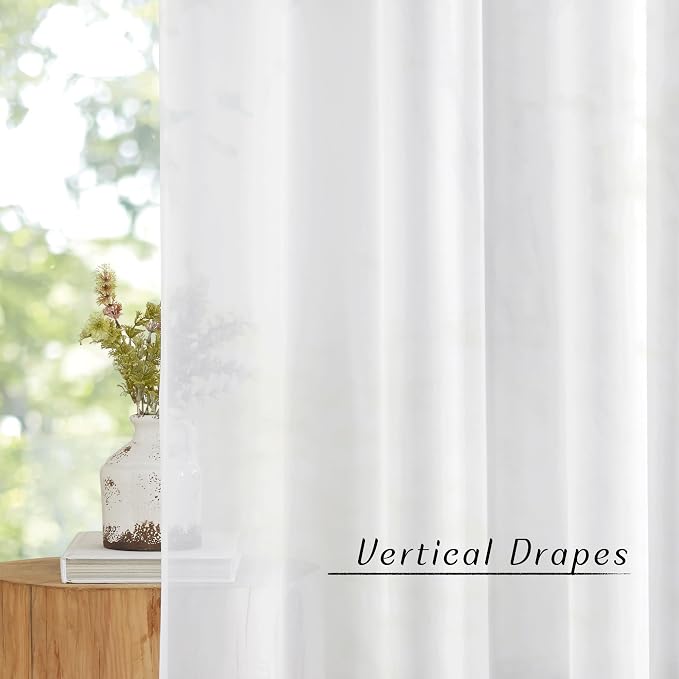 NICETOWN White Sheer Curtains 45 inches Long, Grommet Light Filtering Airy - Image 3