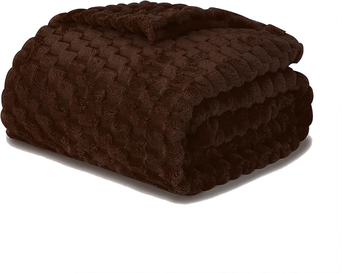 Puncuntex Brown Throw Blanket 108"×90" inches Fuzzy 3D Jacquard Decorative - Image 4