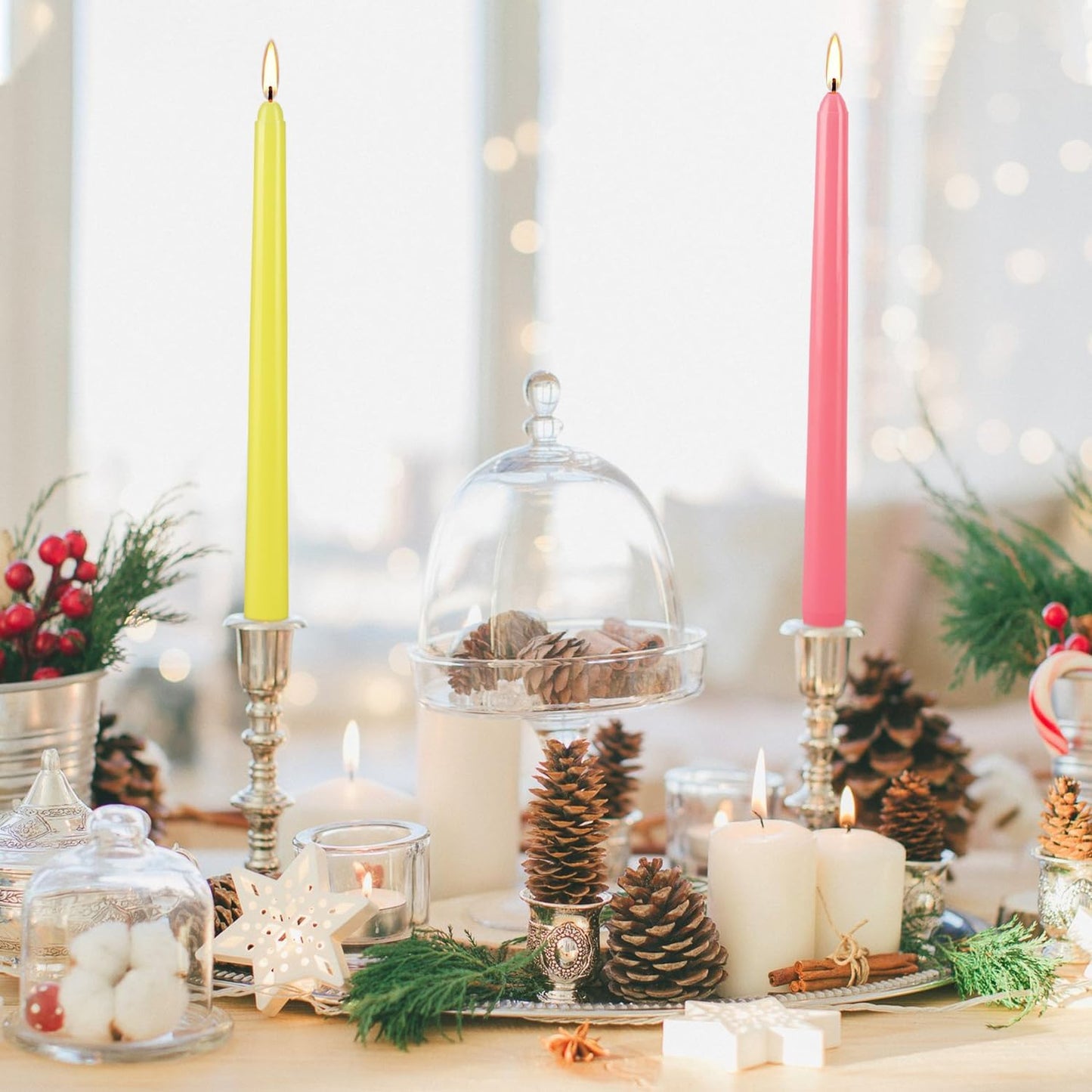 30-Pack 10-Color Taper Candles - 10 Inch Dripless & 10-Hour Burn｜Wedding/Birthday/Home Decor with Premium Wax