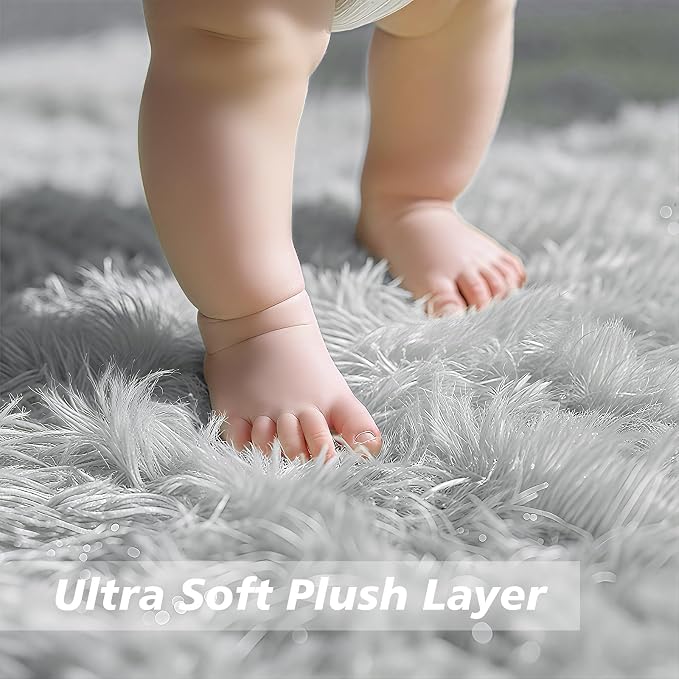 Shag Area Rug for Bedroom 3x5, Soft Fuzzy Rug Non-Shedding Indoor Plush Carpet - Image 2