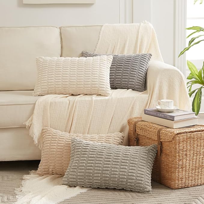 Fancy Homi 4 Packs Neutral Long Lumbar Decorative Throw Pillow Covers 14x24 Inch - Image 8