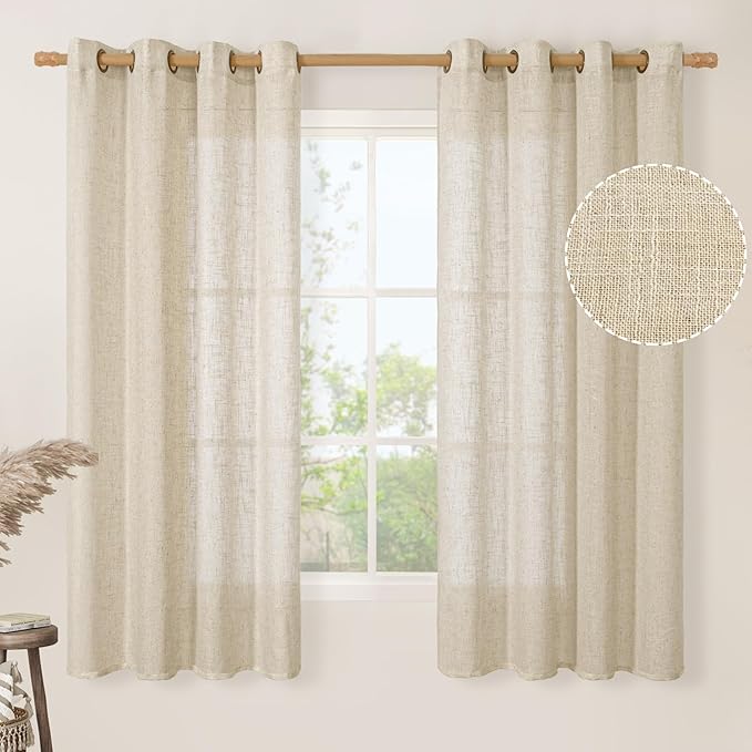 LAMIT Semi Sheer Linen Curtains 68 Inch Length by LAMIT