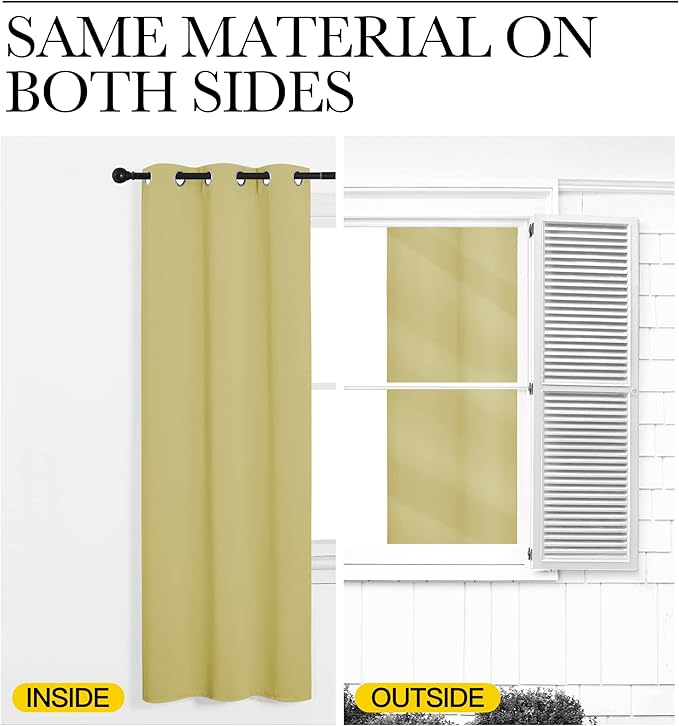 NICETOWN Blackout Curtains for Bedroom, Paler Yellow, 42 W by 80 L, Thermal - Image 5