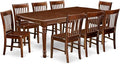 East West Furniture DONO9-MAH-W 9 Piece Kitchen Table Set Includes a Rectangle Dining Table with Butterfly Leaf and 8 Dining Room Chairs, 42x78 Inch, Mahogany