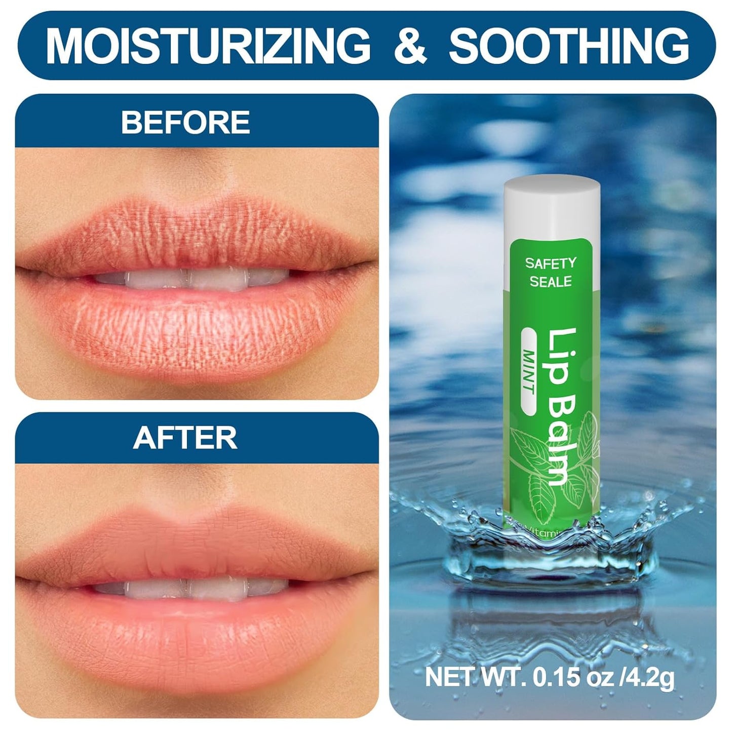 10 Pack Natural Lip Balm Bulk with Vitamin E and Coconut Oil Valentine's Day best choice - Moisturizing, Soothing, and Repairing Dry and Chapped Lips - 10 Flavors - Non-GMO