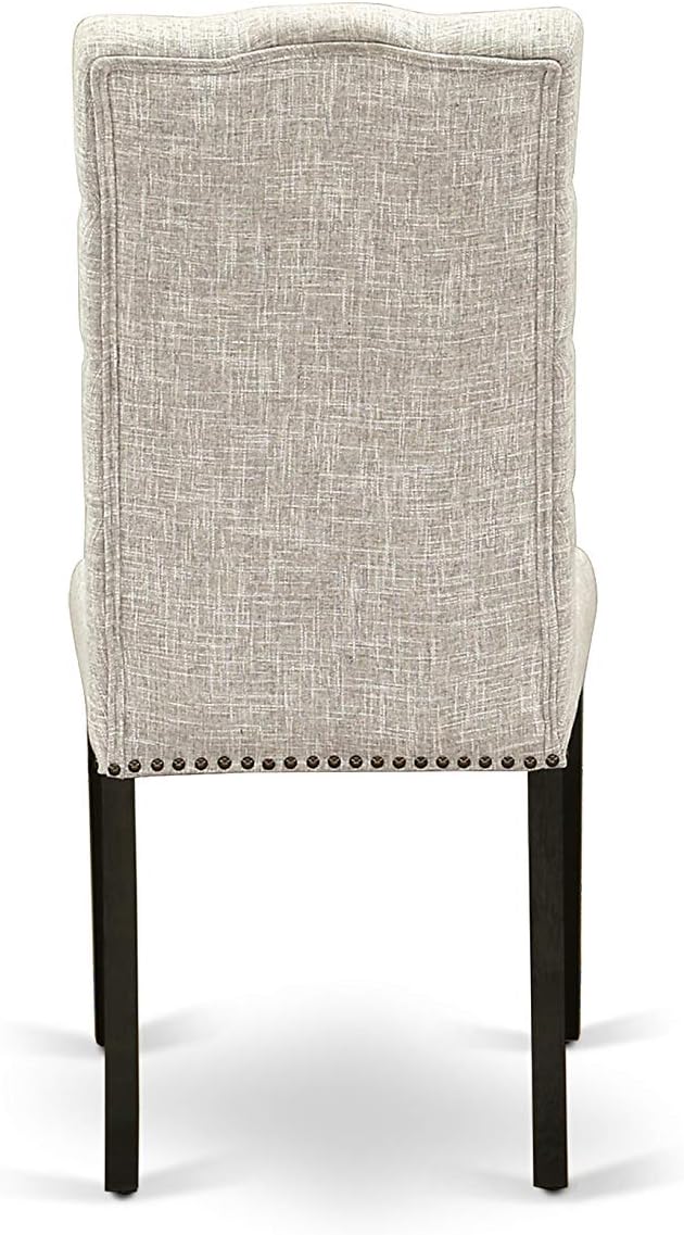 East West Furniture X627EL635-7 7 Piece Dining Table Set Consist of a Rectangle Dining Room Table with X-Legs and 6 Doeskin Linen Fabric Upholstered Chairs, 40x72 Inch, Multi-Color