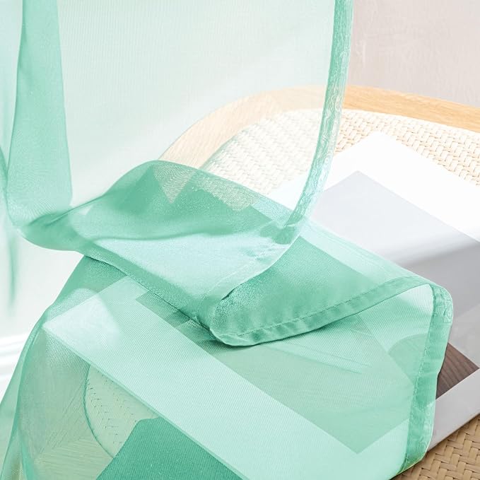 MIULEE Aqua Sheer Curtains 72 Inches Long, 4 Panels Set, Light Filtering Rod - Image 7