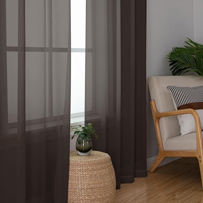 Chyhomenyc Sheer Curtains 63 Inch Length 2 Panels, Light Filtering Rod Pocket - Image 4