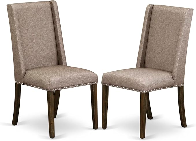 East West Furniture V777FL716-5 5 Piece Dining Table Set for 4 Includes a Rectangle Kitchen Table with V-Legs and 4 Dark Khaki Linen Fabric Upholstered Chairs, 40x72 Inch, Multi-Color