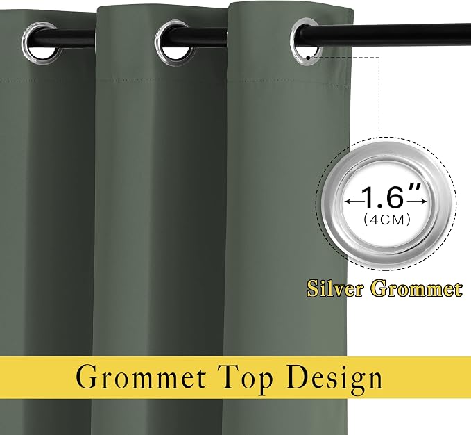 NICETOWN Blackout Curtains for Bedroom, Grommet Solid Thermal Drapes Light - Image 2
