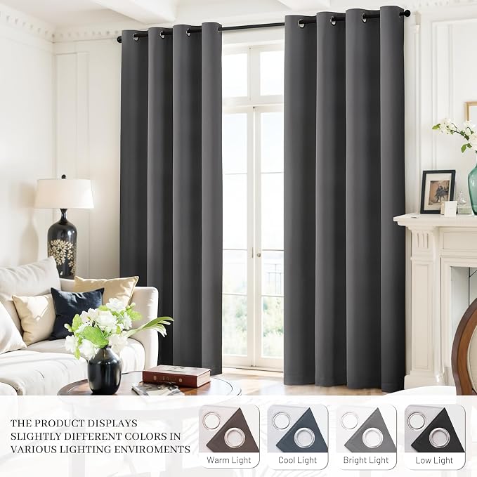 Yakamok Room Darkening 100% Blackout Curtains Grommet Window Treatments - Image 6