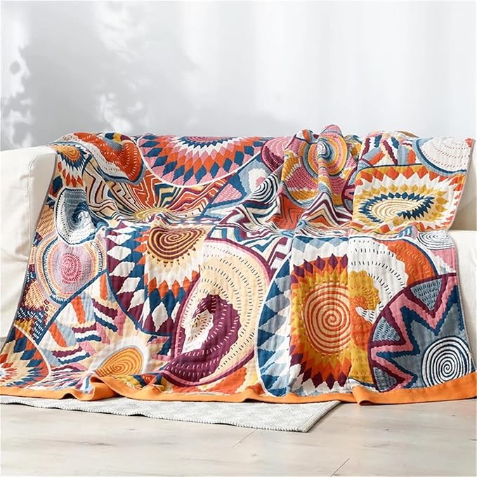 MSGKV Boho Throw Blanket for Bed 100% Cotton Blankets 90''x98'' Decorative - Image 2