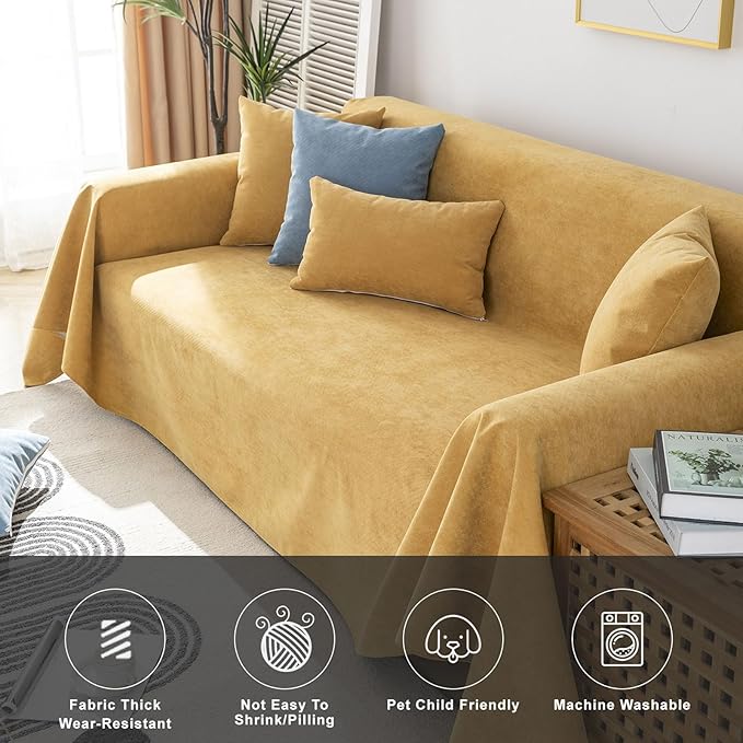 STACYPIK Waterproof Ginger Couch Cover for Sectional, Loveseat Covers, Futon Cover, L Shaped Cover, Anti-Cat Scratch Furniture Protector for 2 Cushion Couch，Washable Pets Protector Sofa Cover-71X102IN
