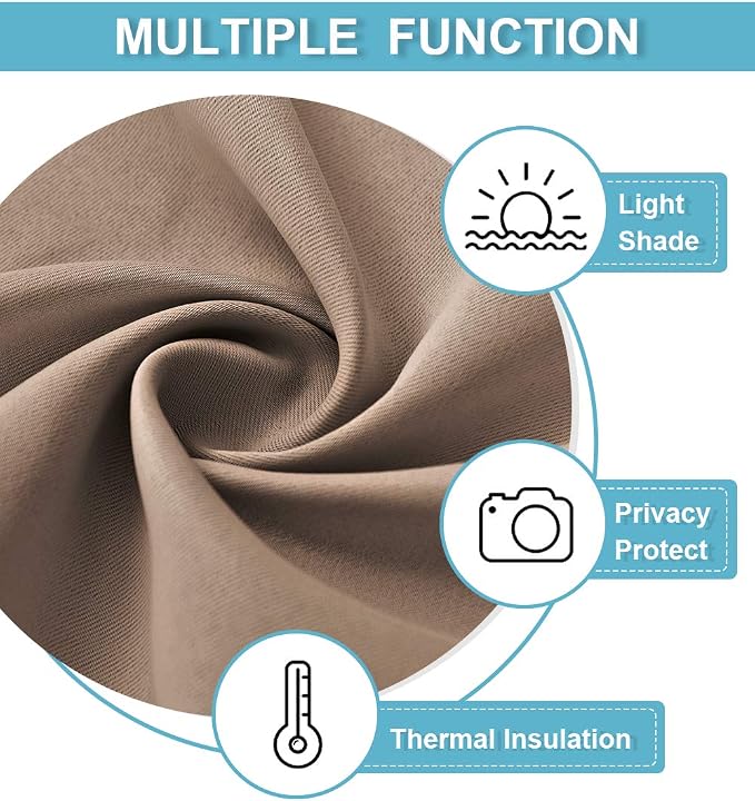 RYB HOME Blackout Curtains for Bedroom Living Room 63 inches Long, Thermal - Image 2