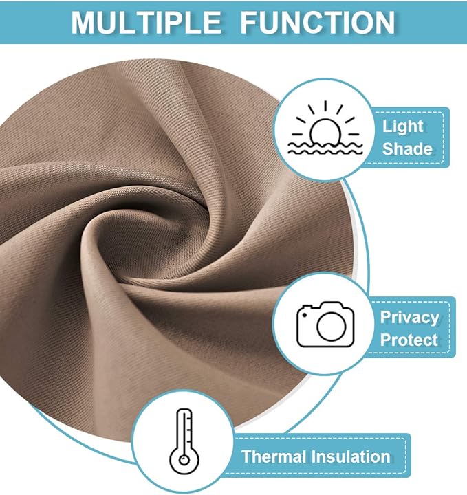 RYB HOME Blackout Curtains for Bedroom Living Room 72 inches Long, Thermal - Image 2