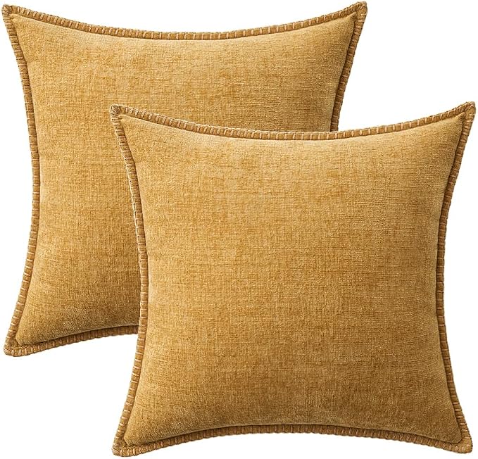 MIULEE Pack of 2 Couch Throw Pillow Covers 18x18 Inch Gold Farmhouse Decorative - Image 6