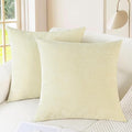 CaliTime Throw Pillow Covers Decorative 26 X 26 Inches Pack of 2 Cozy Chenille Cushion Cases for Couch Sofa Bed Living Room Home Beige