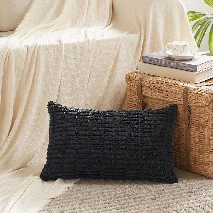 Fancy Homi 4 Packs Boho Black Decorative Throw Pillow Covers 14x24 Inch - Image 2