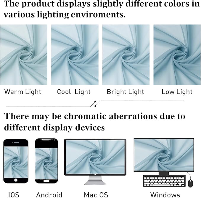 Lecloud Light Blue Sheer Curtains 84 Inches Long 2 Panels, Light Filtering - Image 4