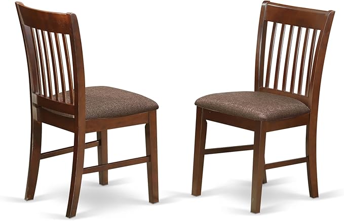 East West Furniture MZNO5-MAH-C 5 Piece Modern Dining Table Set Includes a Rectangle Wooden Table with Dropleaf and 4 Linen Fabric Dining Room Chairs, 36x54 Inch, Mahogany